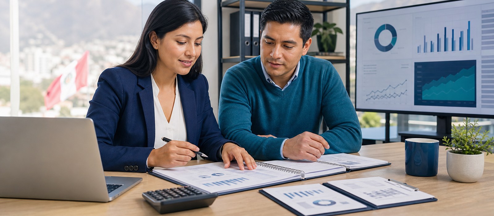 Profesionales revisando información contable y financiera